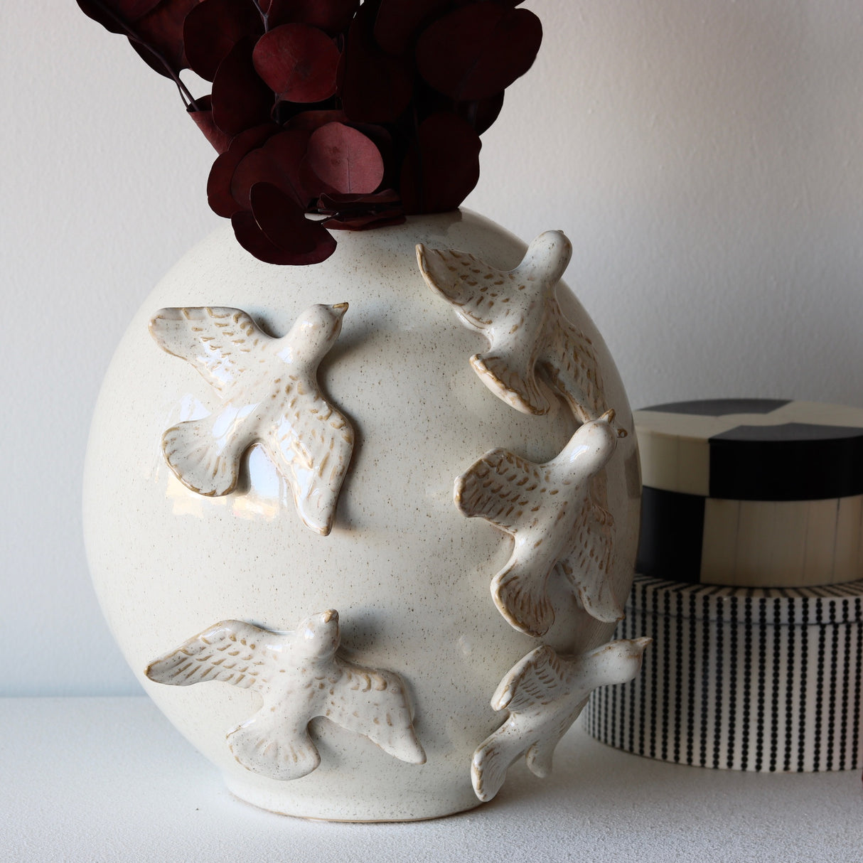 Take Flight Handmade Ivory Stoneware Vase - Holistic Habitat 