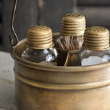 Antique Brass Mini Mason Jar Caddy Set