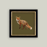 Fox Closeup Framed Antique Art: 5x5