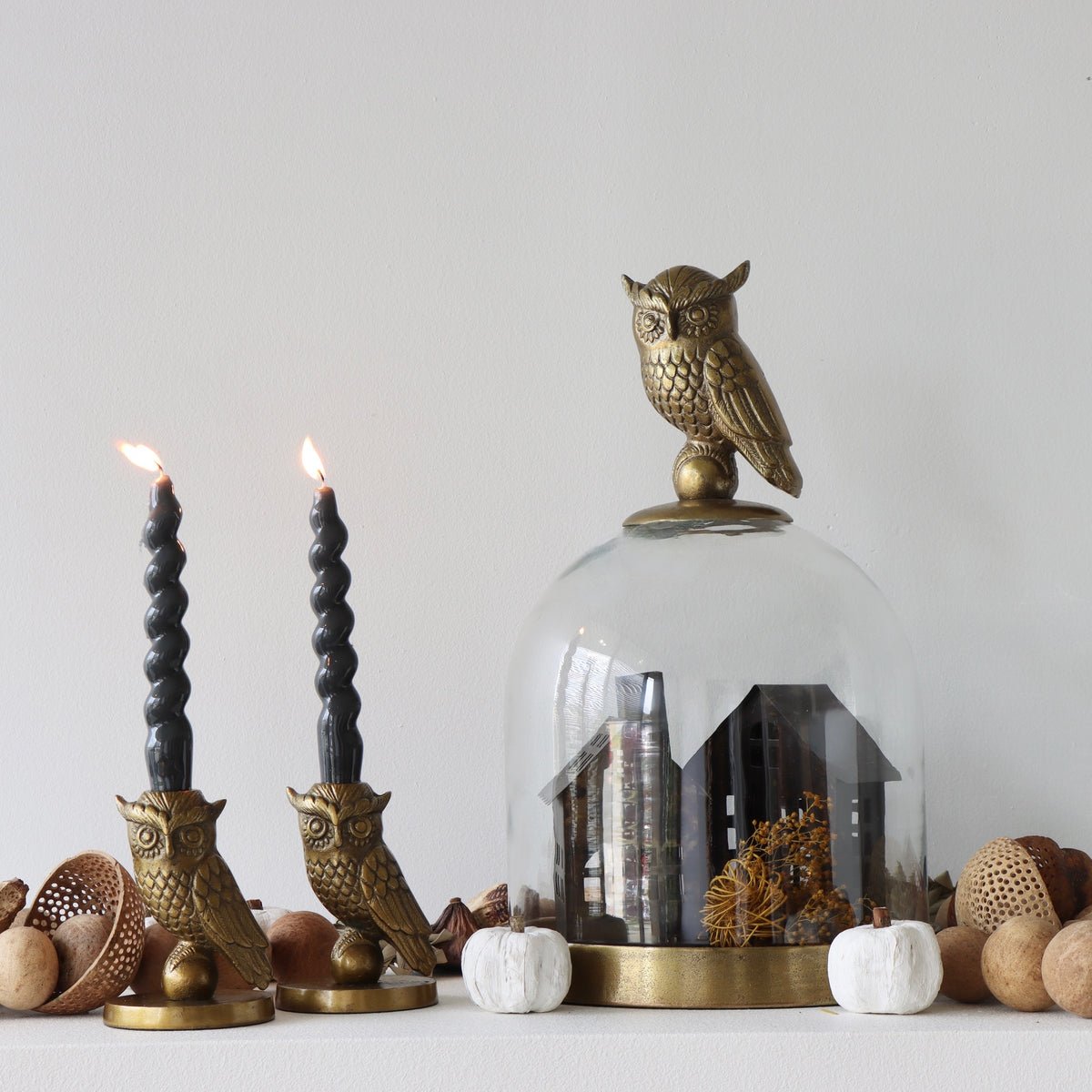 Wise Owl Antique Gold Candle Holder - Holistic Habitat 