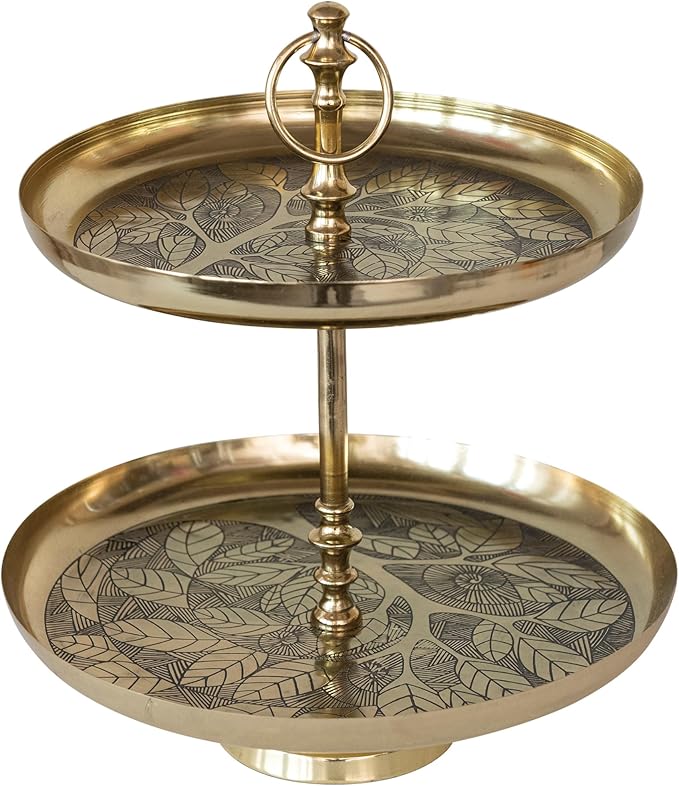 Two Tier Etched Brass Tray