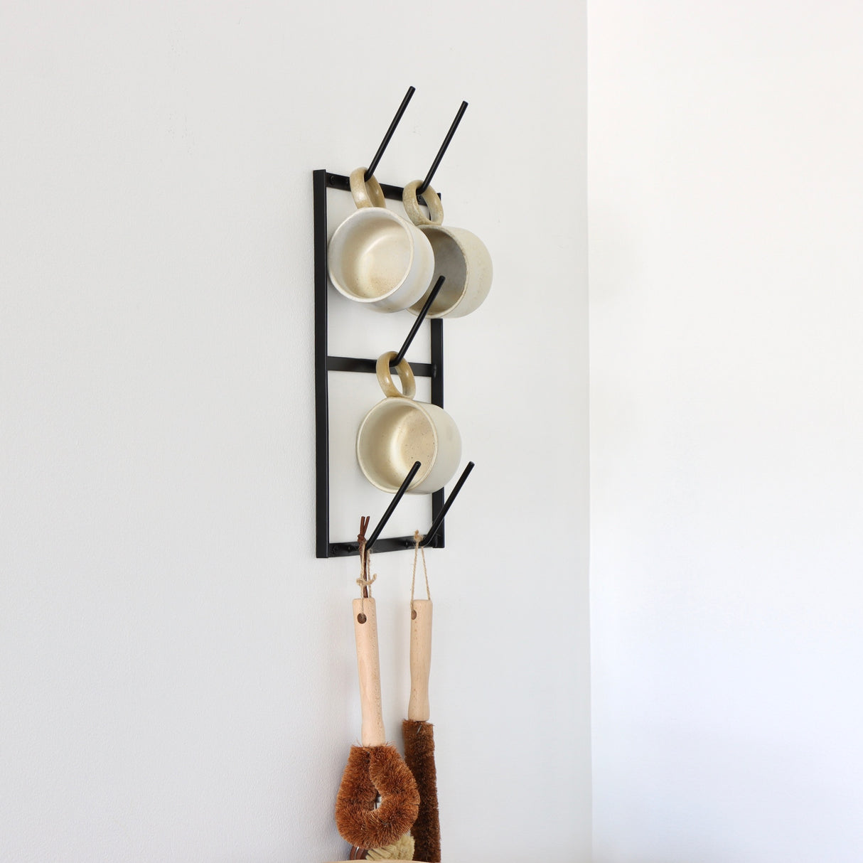 Black Mug Rack - Wall Organizer - Holistic Habitat 