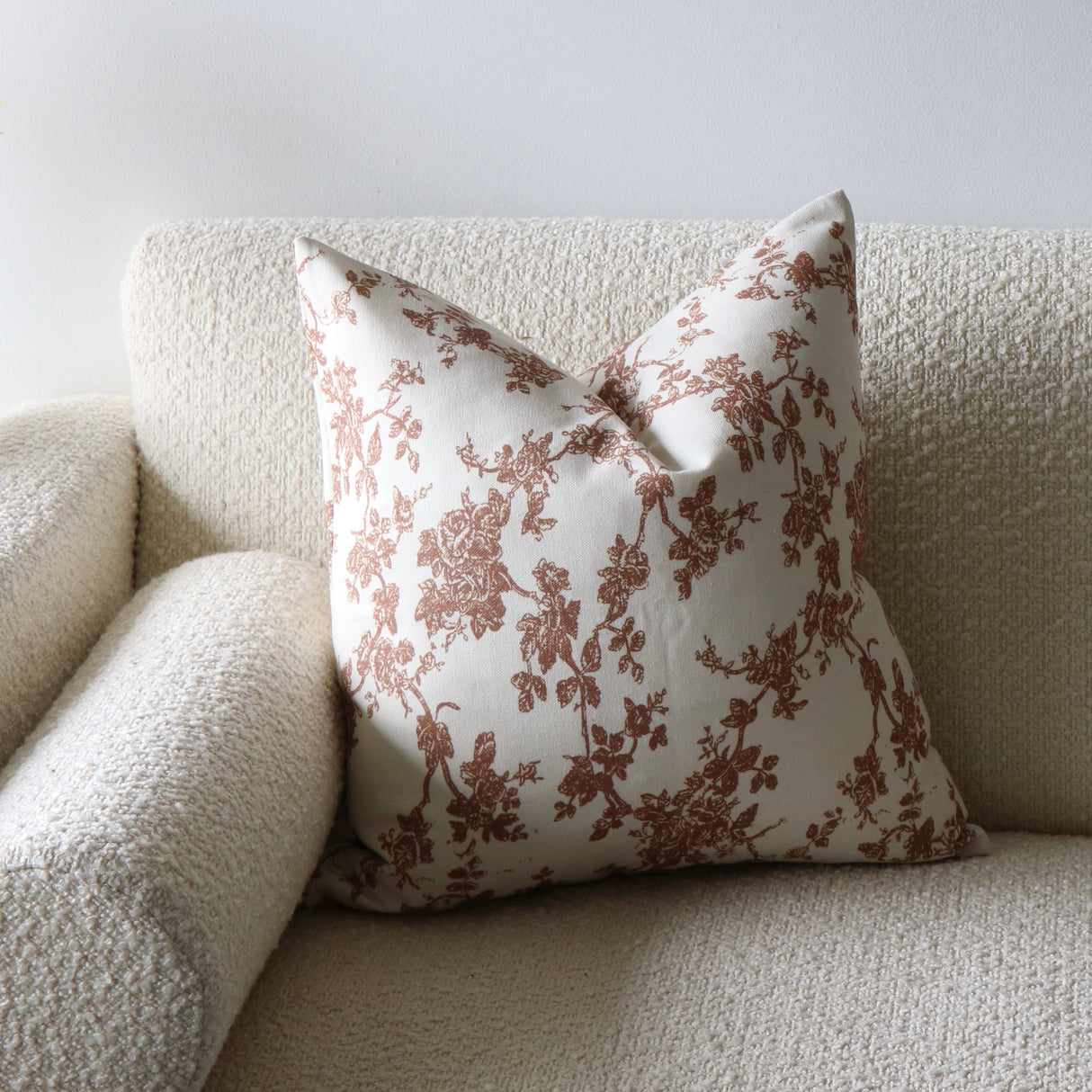 Sienna Flora Rust Cotton Pillow Cover