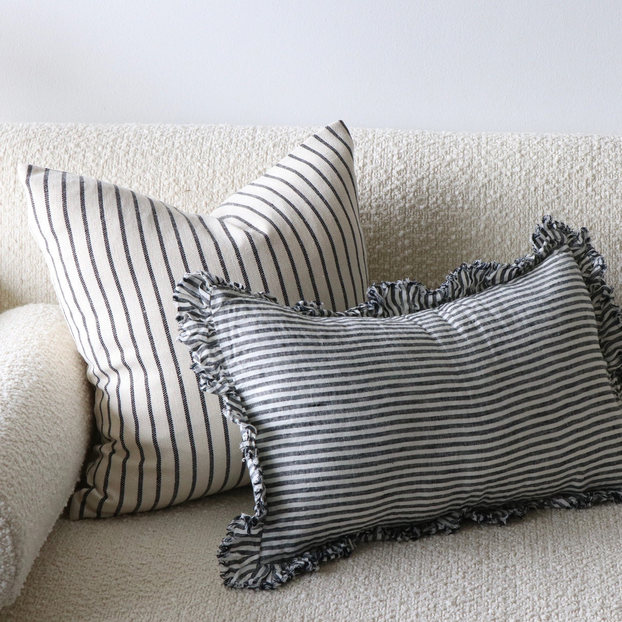 Vicki Linen Blend Navy Stripe Pillow Cover