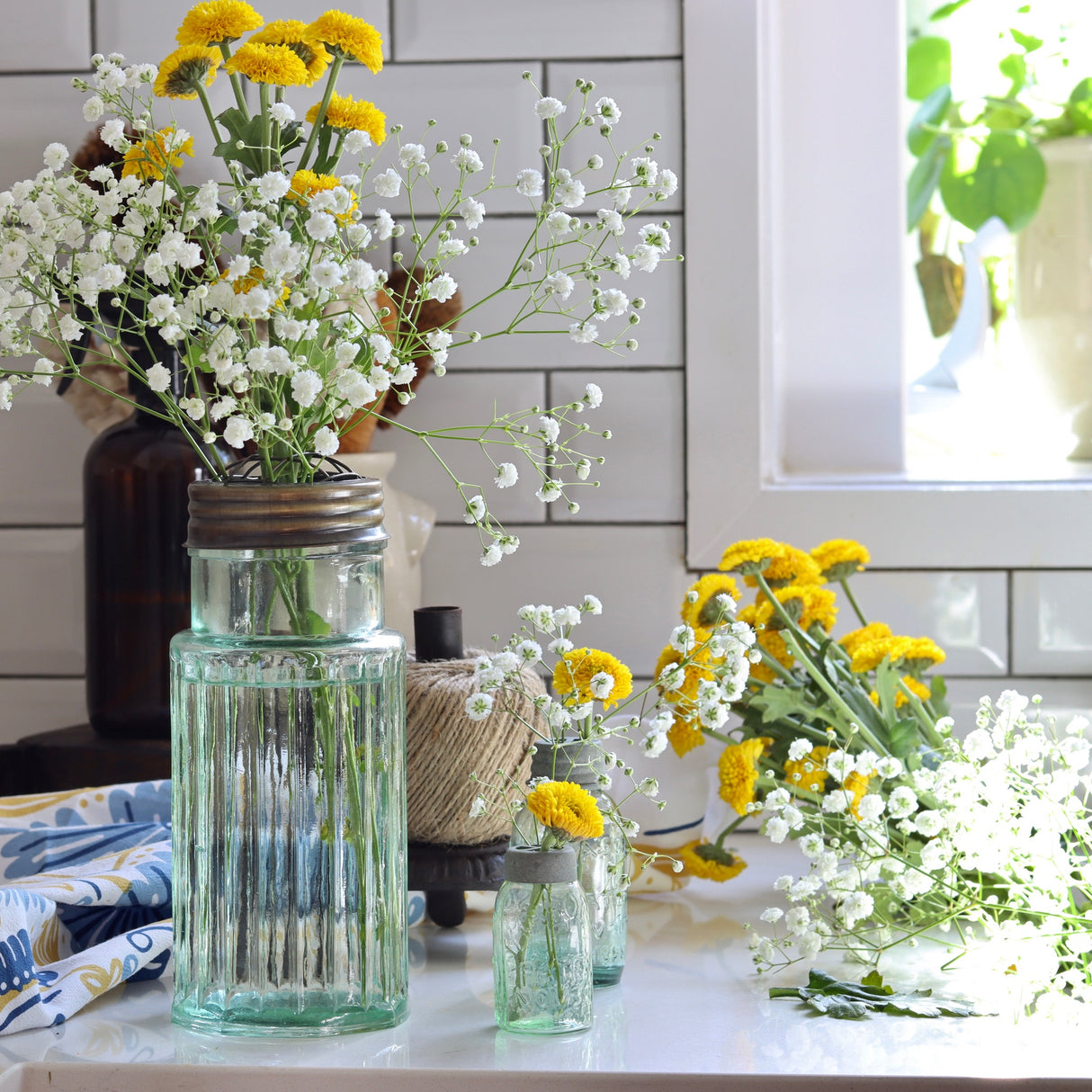 Tiny Mason Jar With Flower Frog - Holistic Habitat 