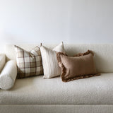 Benji Double Beige Stripe Linen Blend Pillow Cover