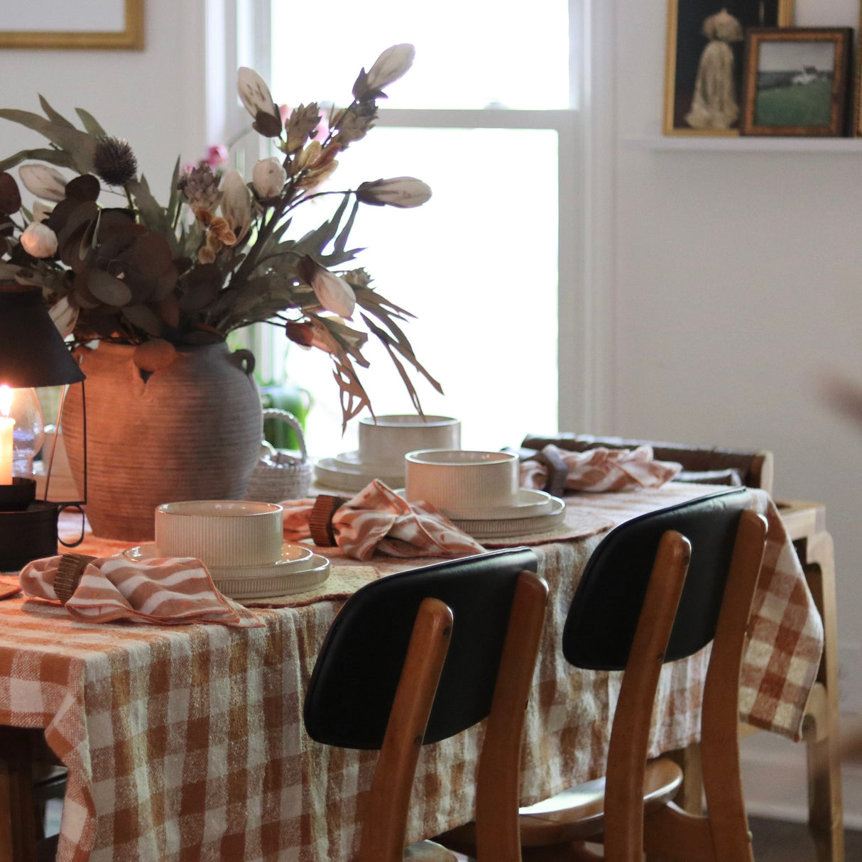 Handmade Rust Gingham Tablecloth