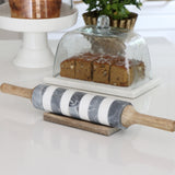 Italian Marble Striped Rolling Pin With Stand - Holistic Habitat 