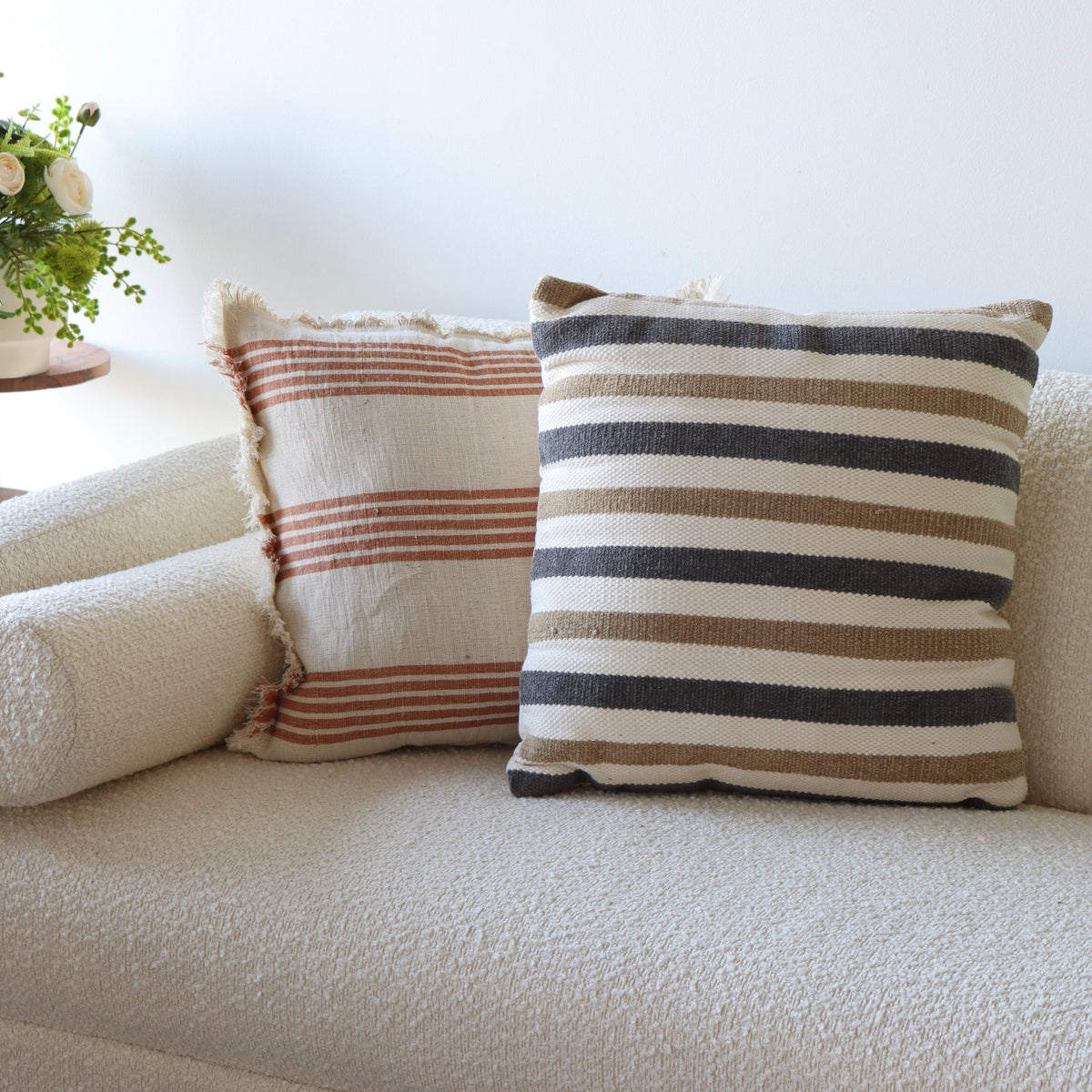 Ivaan Cotton Woven Stripe Pillow - 20 Inch - Holistic Habitat 