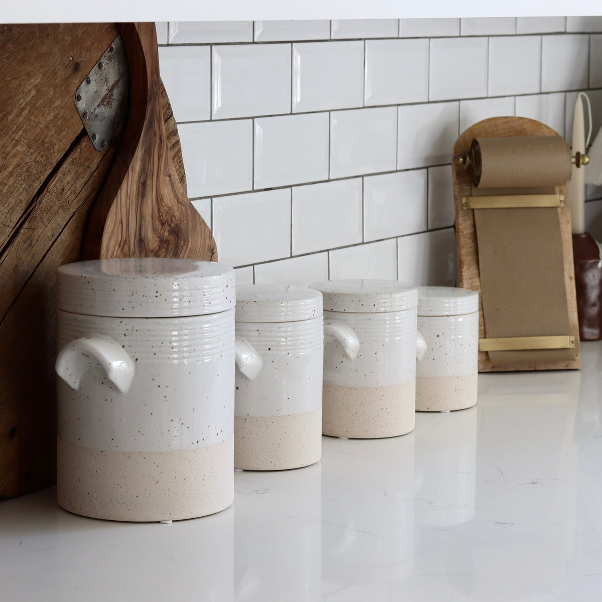 HH French Replica Speckled Finish Confit Canisters - Set of 4 - Holistic Habitat 