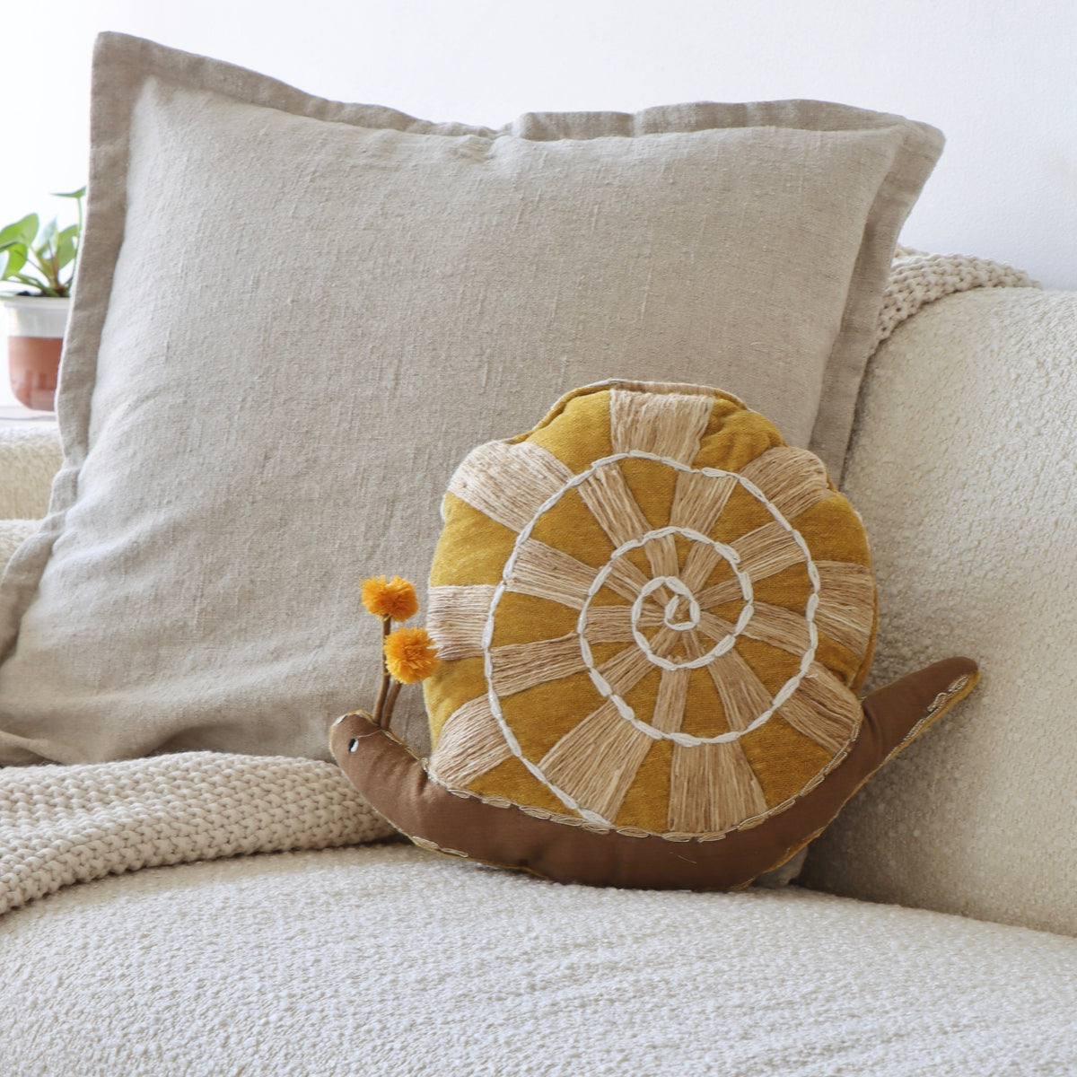 Sophia Snail Hand Woven Pillow - Holistic Habitat 
