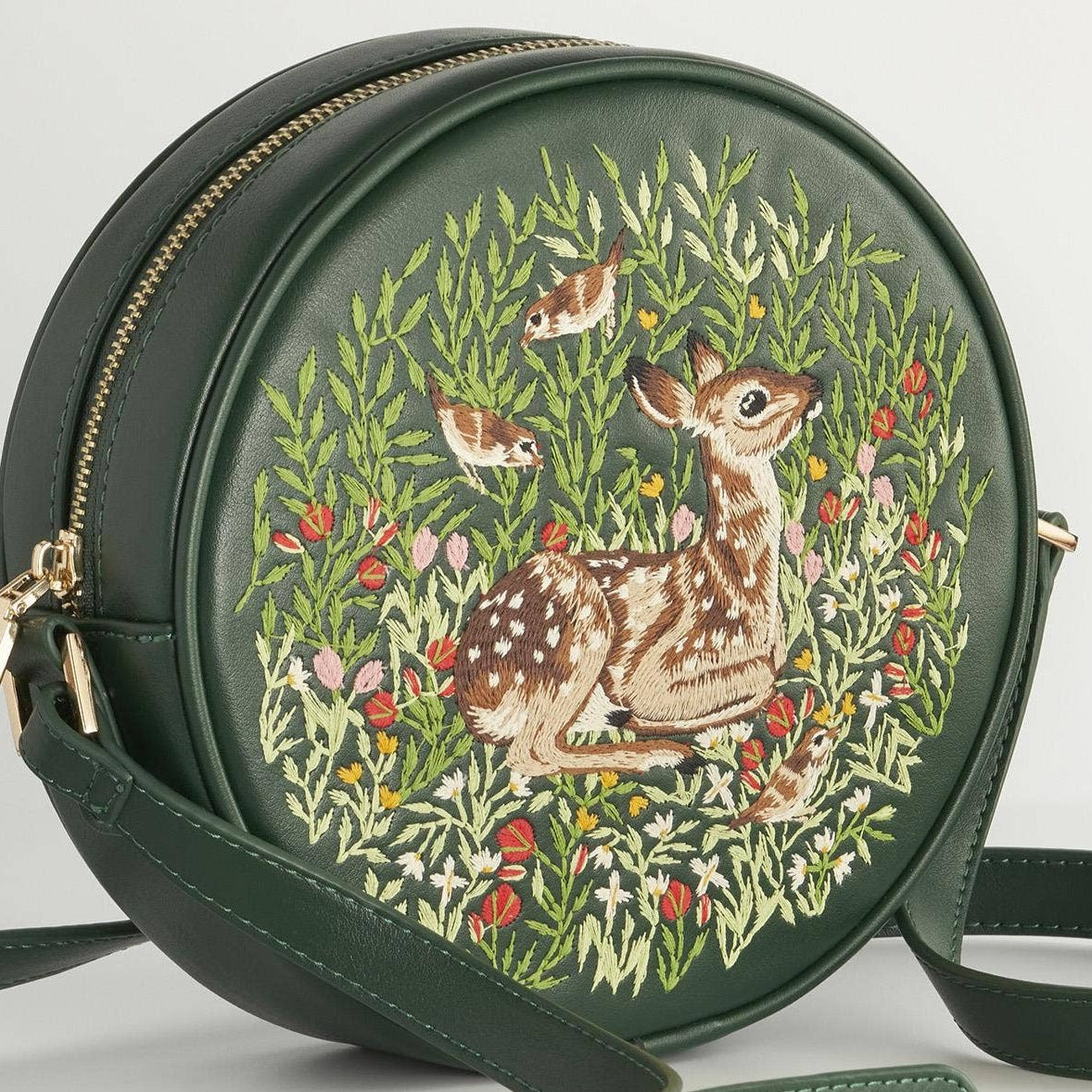 Chloe Fawn Embroidered Circle Bag - Green - Holistic Habitat 