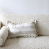 Charlotte Linen Wide Beige & Cream Stripe Lumbar Pillow Cover