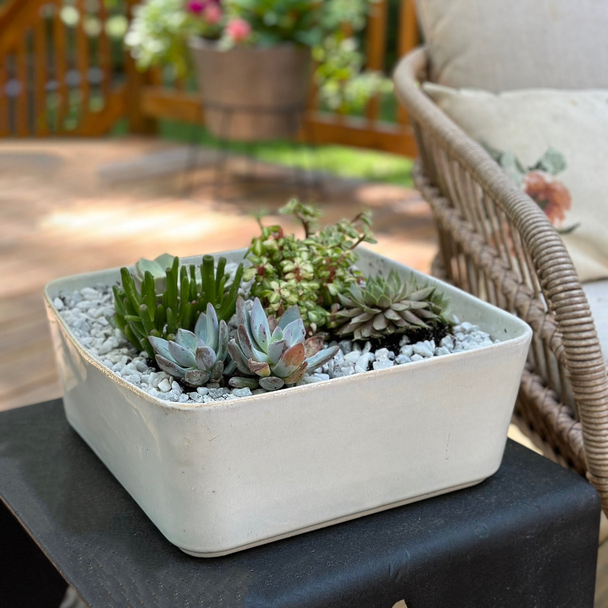 Valli Square Stoneware Planter - Holistic Habitat 