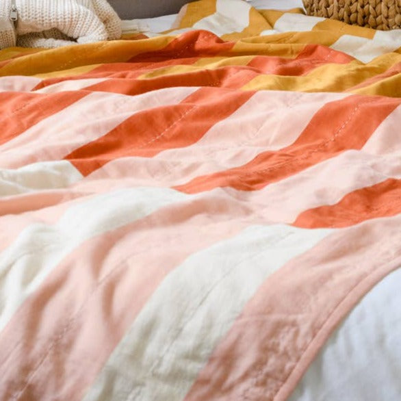 Offset Stripe Quilt Throw - Rust - Holistic Habitat 