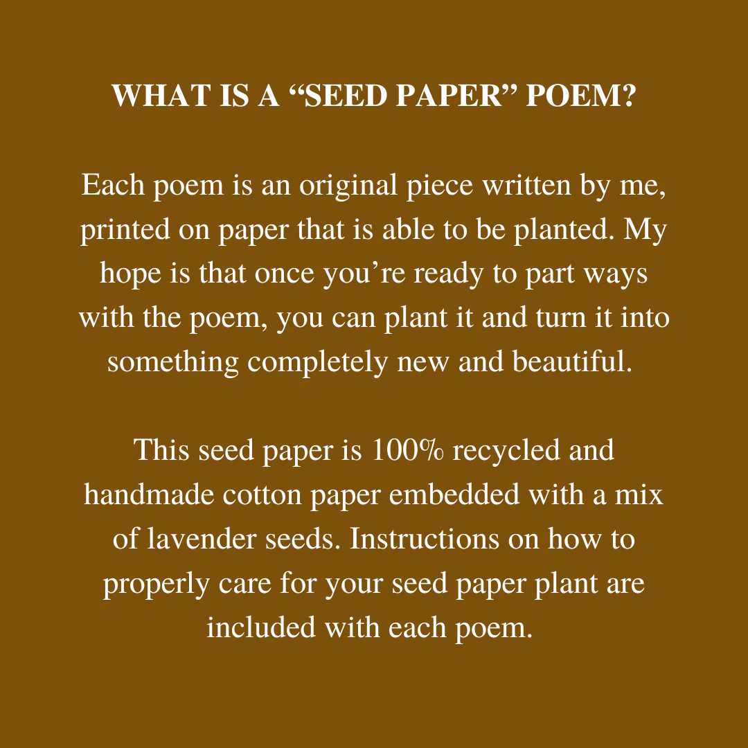 Ode to Feminine Energy Seed Paper Poem - Holistic Habitat 