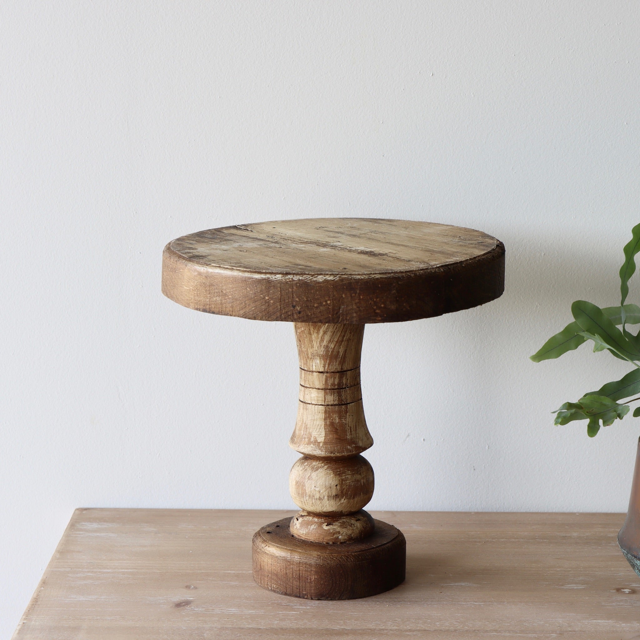 Reclaimed Wood Cake Stand Antiqued White Holistic Habitat