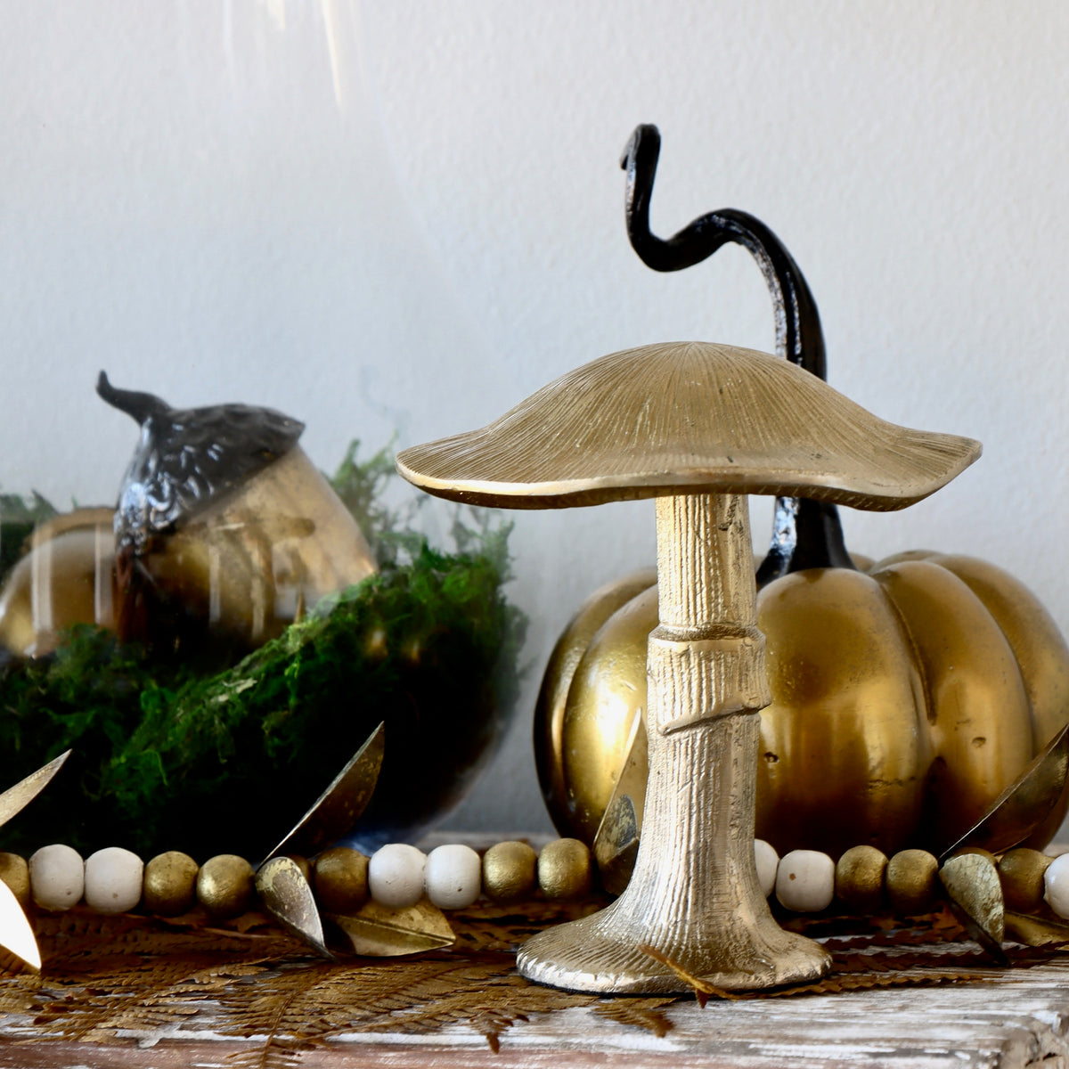 Antiqued Gold Mushroom Cap Figurine - Holistic Habitat 