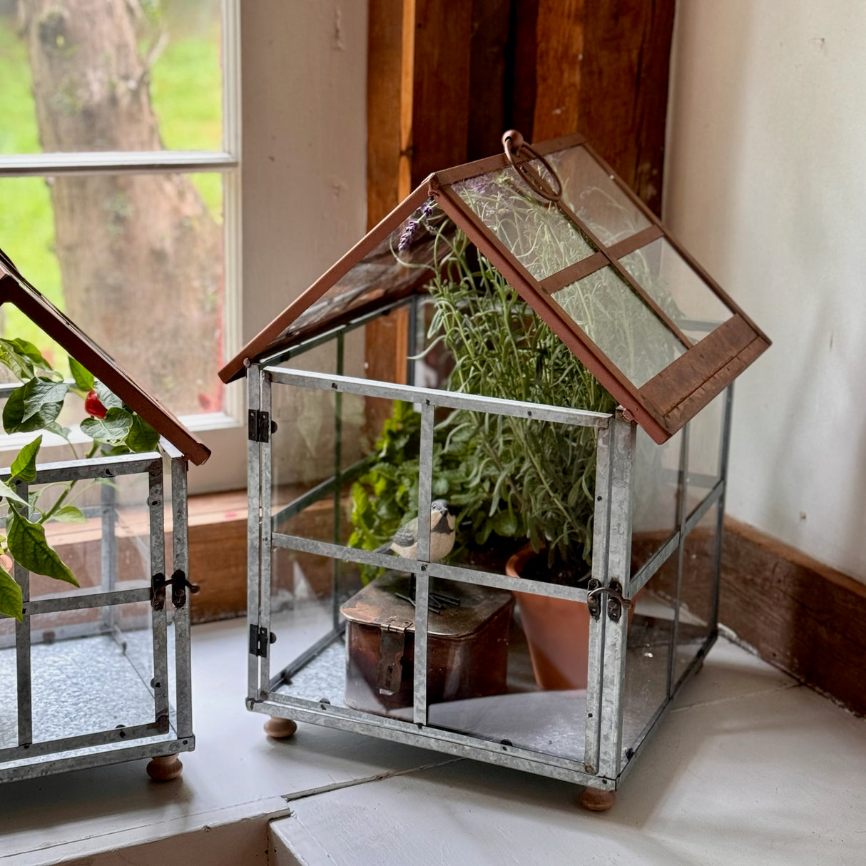 Copper & Galvanized Greenhouse Terrarium Set