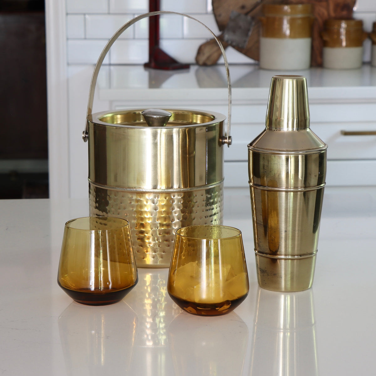 Oro Brass Finished Hammered Stainless Steel Ice Bucket - Holistic Habitat 