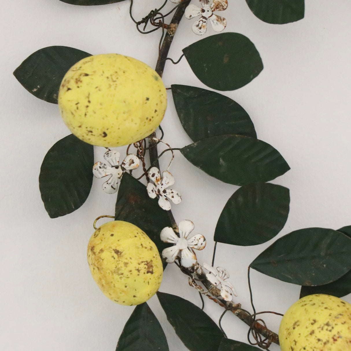 Lemon Tree Hand-Painted Metal Vintage Reproduction Toleware Wreath