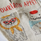 French Linen Animal Tea Towels - Set of 3 - Holistic Habitat 