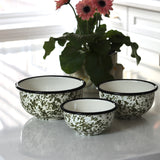 Green Splatter Enameled Bowls - Set of 3 - Holistic Habitat 