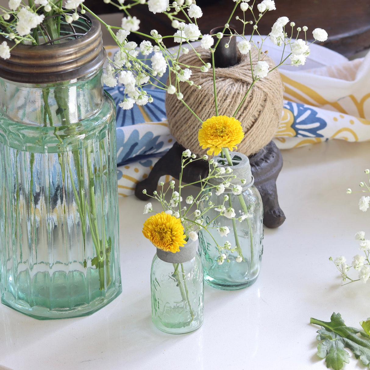 Tiny Mason Jar With Flower Frog - Holistic Habitat 