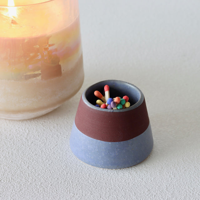 Cornflower Blue Stoneware Match Holder with Striker - Holistic Habitat 