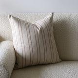 Benji Double Beige Stripe Linen Blend Pillow Cover