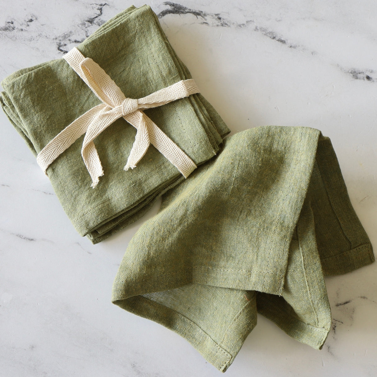 Sage Stonewashed Linen Beverage Napkins Set of 4 - Holistic Habitat 