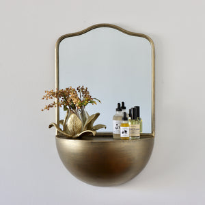 La Fontaine Aged Brass Finish Mirror with Shelf - Holistic Habitat 