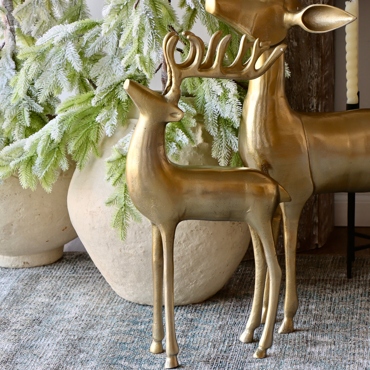 Gold Cast Aluminum Reindeer - Short - Holistic Habitat 