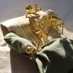 Golden Pomegranate Napkin Rings - Set of 4 - Holistic Habitat 