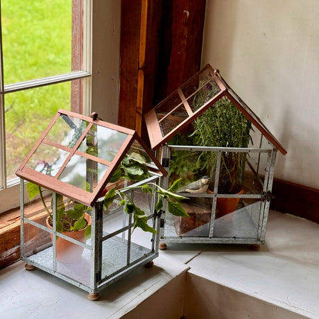 Copper & Galvanized Greenhouse Terrarium Set