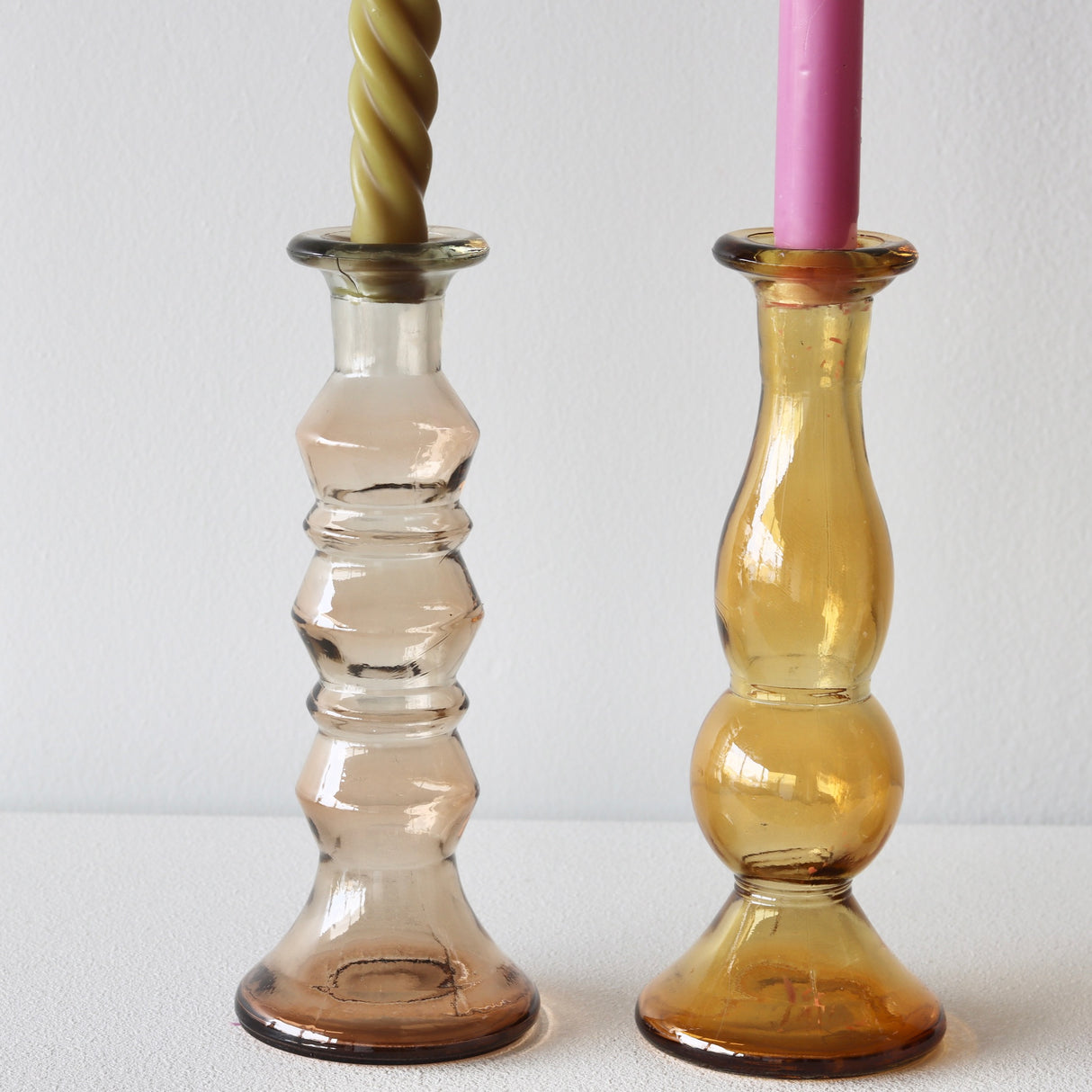 Smoked Recycled Glass Taper Candle Holders / Bud Vases - Set of 3 - Holistic Habitat 