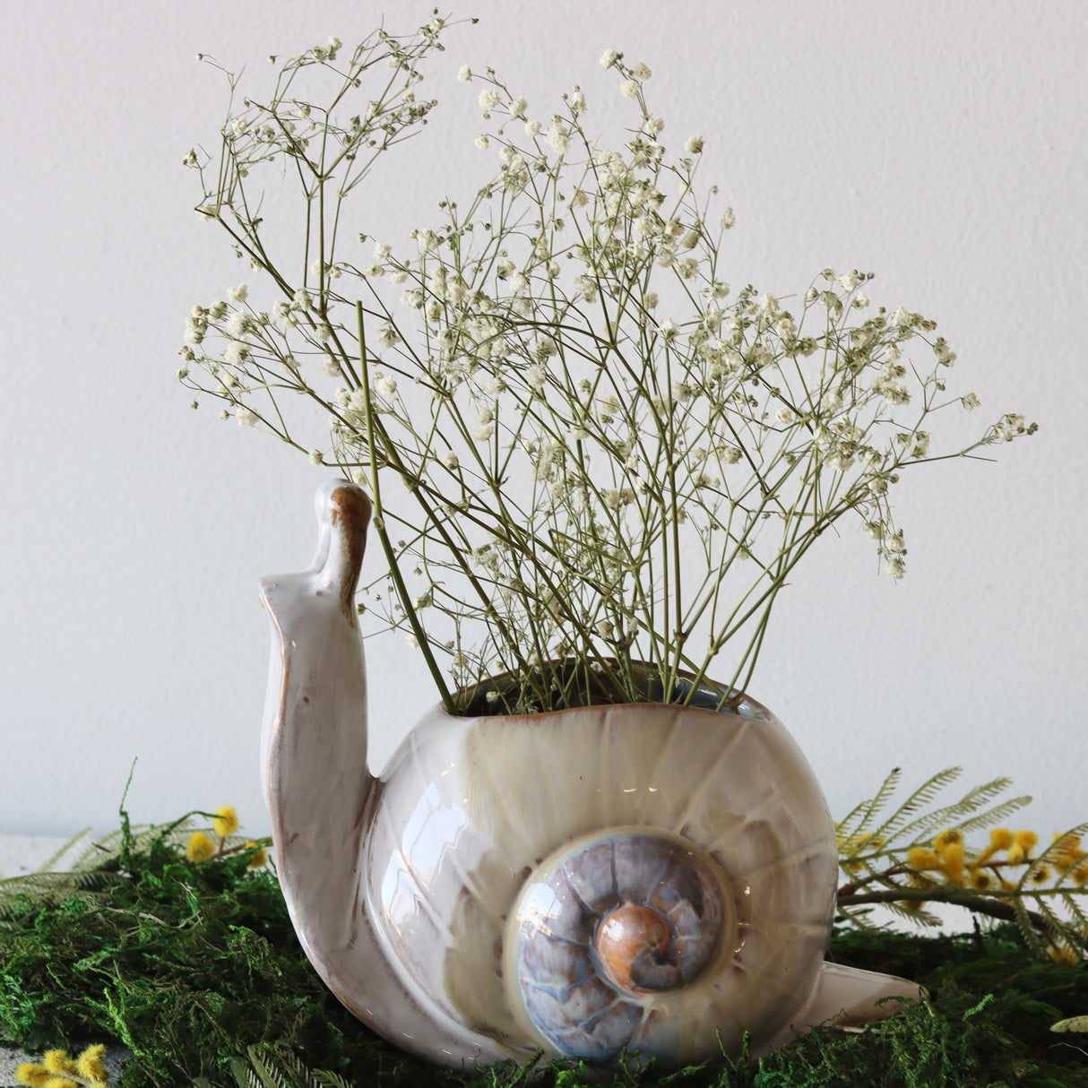 Sally Stoneware Snail Vase/Planter - Holistic Habitat 