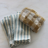 Bistro Blue Striped Woven Cotton Napkins - Holistic Habitat 