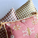 LIN VICHY - BRIQUE Gingham Lumbar Pillow 12 x 20 - Holistic Habitat 