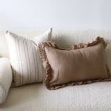 Benji Double Beige Stripe Linen Blend Pillow Cover