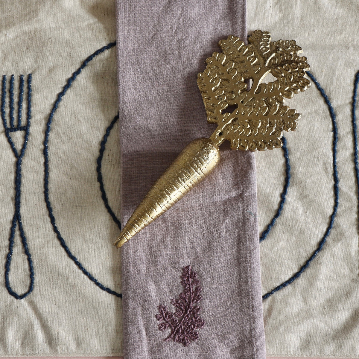 Embroidered Place Setting Linen Placemat - Holistic Habitat 