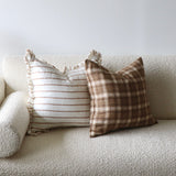 Jessie Ruffled Linen Rust & Cream Stripe Pillow Cover