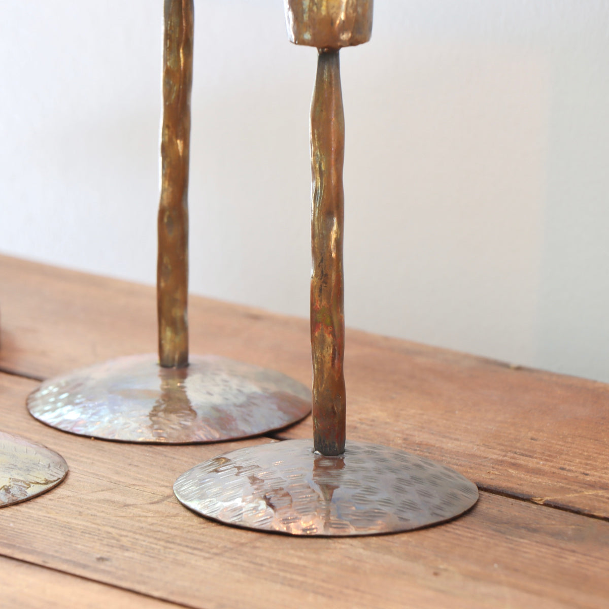 Burnt Copper Finish Metal Taper Candle Holders - Set of 3 - Holistic Habitat 
