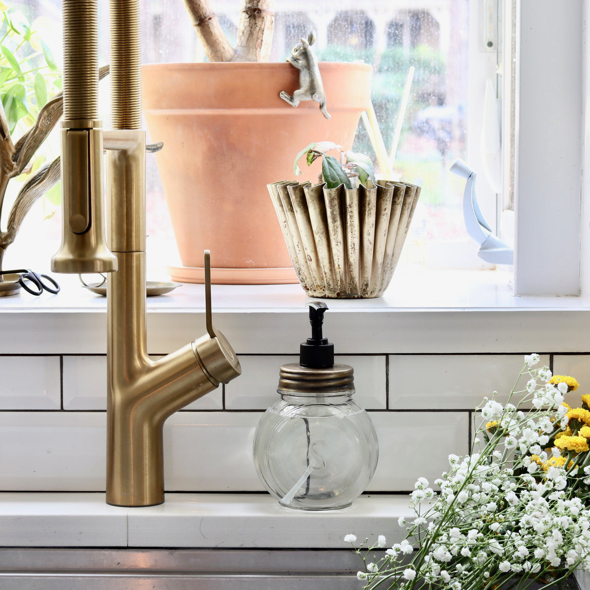 Sellers Soap Dispenser with Antique Brass Lid - Holistic Habitat 