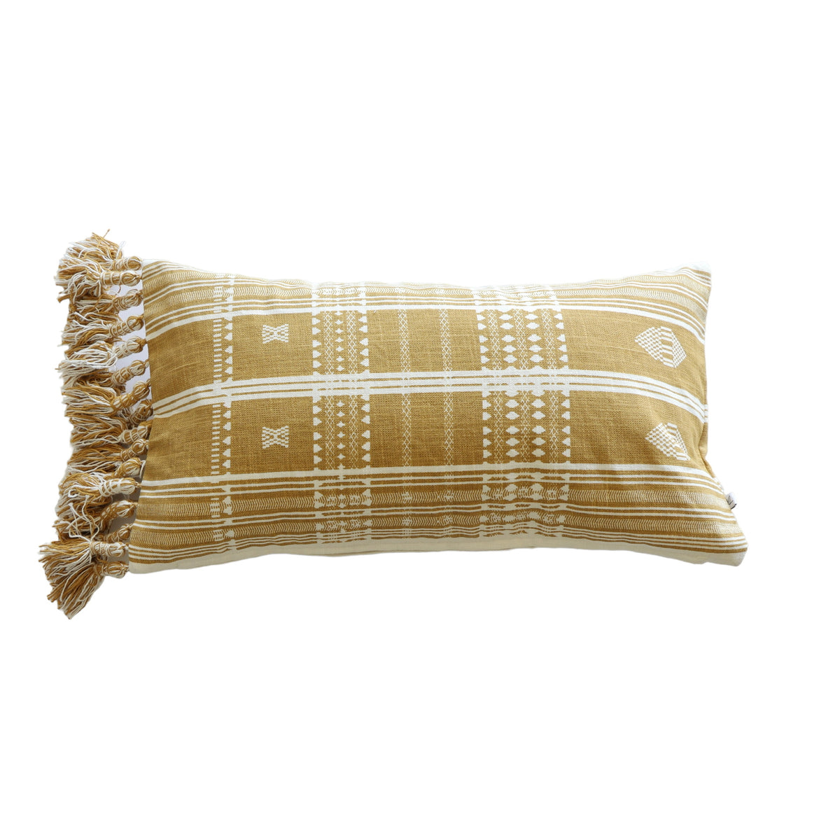 Jason Mustard Batik Print Lumbar Pillow Cover 12x22 - Holistic Habitat 