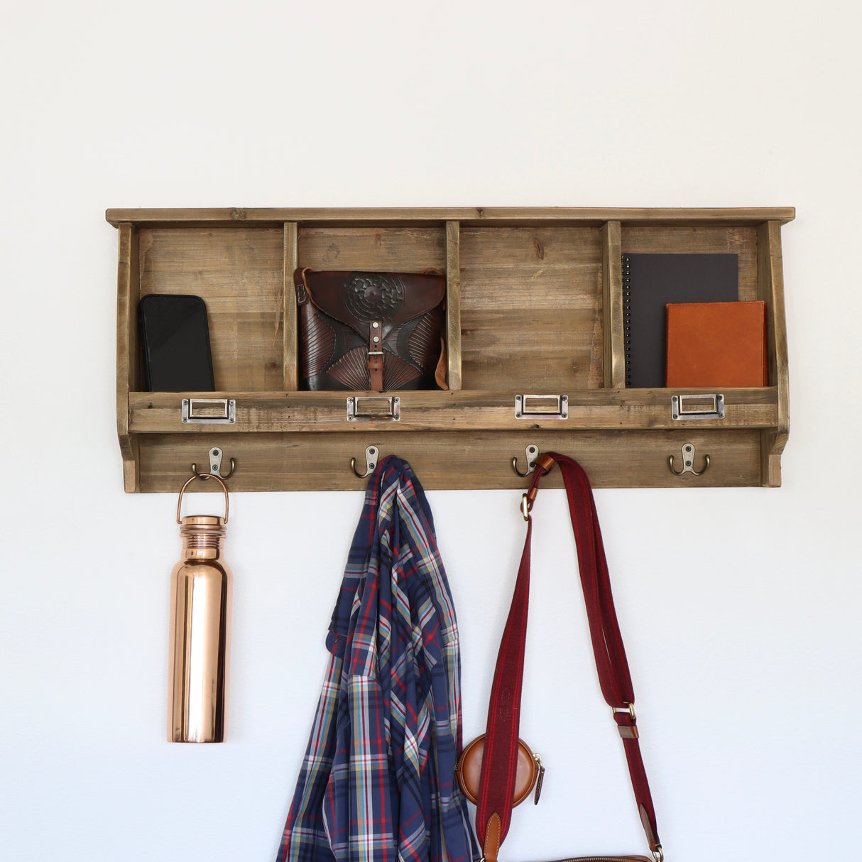 Wooden Cubby Shelf with Hooks - Holistic Habitat 