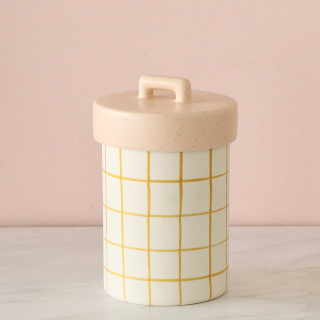 Charlotte Plaid Ceramic Canister - Large - Holistic Habitat 