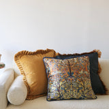 Mustard Velvet Ruffled Pillow 20 Inch