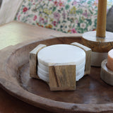 Italian Marble Coasters With Wood Holder - Holistic Habitat 