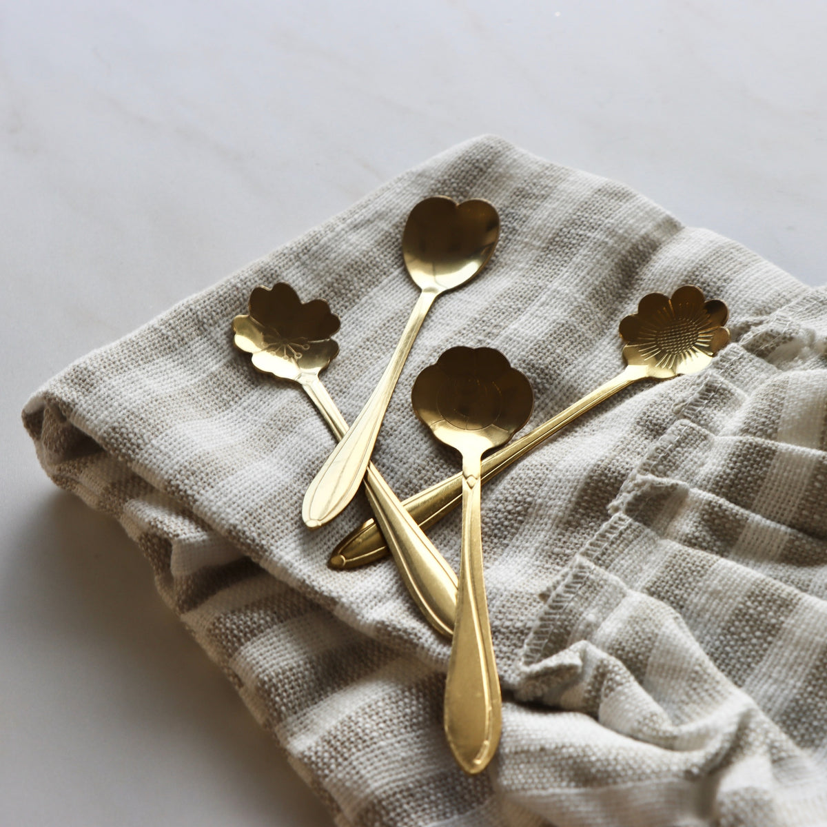 Pretty Posies Gold Stainless Steel Spoons - Set of 4 - Holistic Habitat 